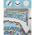 thumbnail image 4 of Quilts Twin Size Bedding Set, Blue Children's Day Lightweight Quilted Comforter, Car Tree Stars Modern Abstract Art Cartoon Soft Bedspread Coverlet with Pillow Covers for All Season, 68" x 86", 4 of 7