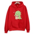 thumbnail image 3 of Sudadera con capucha de dinosaurio de té Boba de dibujos animados, ropa linda de manga, sudaderas para mujer y hombre, sudaderas de invierno de polar con bolsillo, suéteres de cuello redondo, 3 of 5
