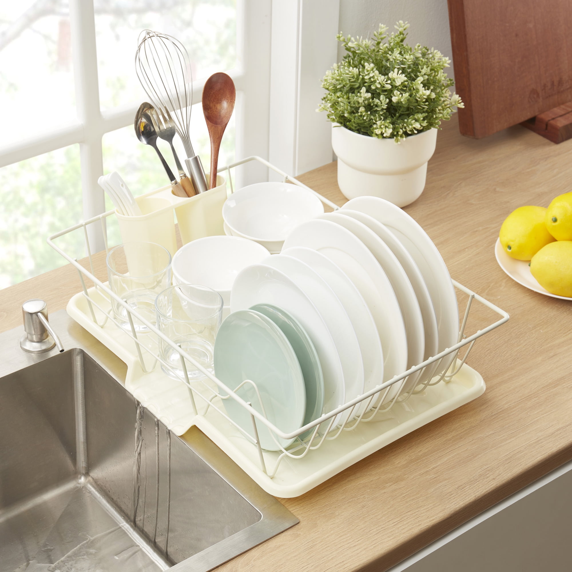 Sweet Home Collection  3-Piece Kitchen Sink Dish Drainer Set Yellow