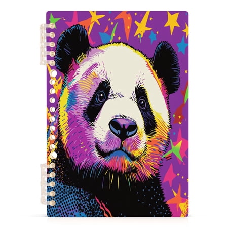 Cute Panda and Star Notebooks 1-subject Journal 60 Sheets A5 College Ruled Paper Detachable Ring 8.3"x5.7"