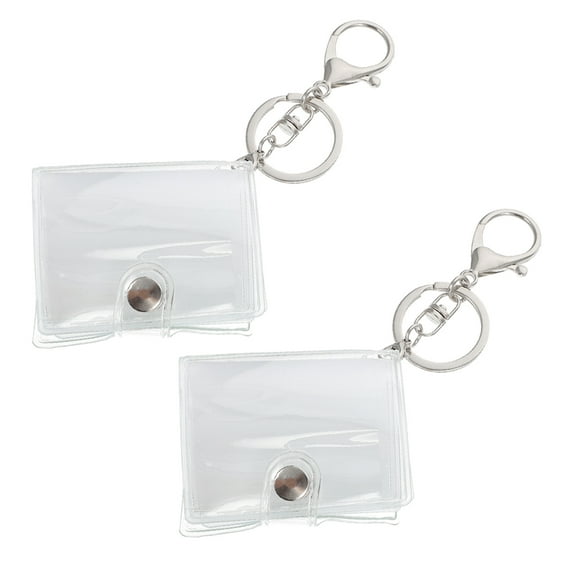 2 Pcs Photo Album Keychain Decorative Pocket Small Photos Keyring Fob Blank Frame Mini