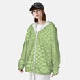 thumbnail image 5 of Sigee Green Gingham Print UPF50+ Men's Sun Protection Hoodie Shirt SPF UV Shirt Long Sleeve Fishing Outdoor Lightweight, S-3XL, 5 of 9