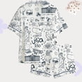 thumbnail image 2 of USA 250th Anniversary Doodle Satin Pajama Set for Women, Retro Americana Patriotic Sleepwear, Cute Lounge PJs, 2 of 4