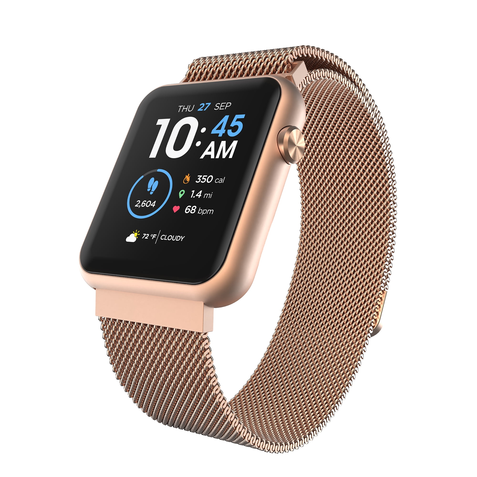 iTech Fusion 3 Unisex Adult Rectangular Smart Watch, Rose Gold, Mesh