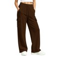 thumbnail image 5 of RUTAYY Girls Wide Leg Cargo Pants Elastic Waist Drawstring Side Pockets Trousers Trendy Relaxed Outdoor Wear Brown, 5 of 6