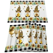 visesunny Retro Sunflower Placemat Set of 4 Table Mat Desktop Decoration Placemats Non Slip Stain Heat Resistant 12x18 in for Dining Home Kitchen Indoor