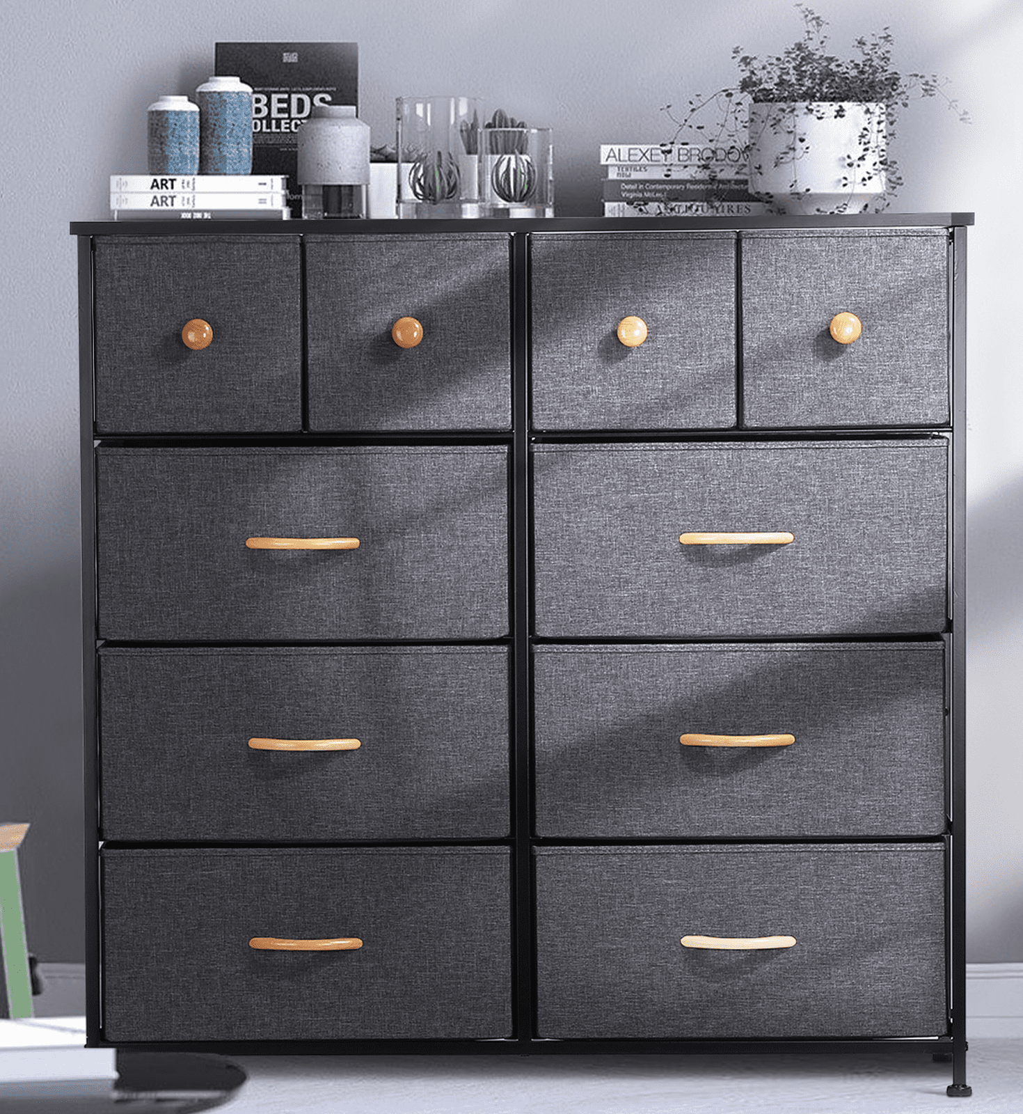  Nicehill Dresser for Bedroom with 10 Drawers, Storage Drawer  Organizer, Tall Chest of Drawers for Closet, Clothes, Living Room, Wood  Board, Fabric Drawers (Light Grey) : Home & Kitchen
