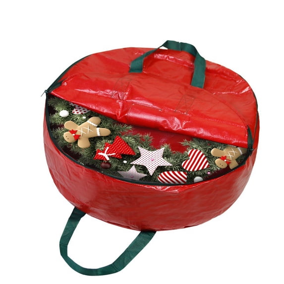 Christmas Wreath Storage Bag for 24" Artificial Wreaths, Tear-resistant Fabric, Zippered Storage Bags, Waterproof