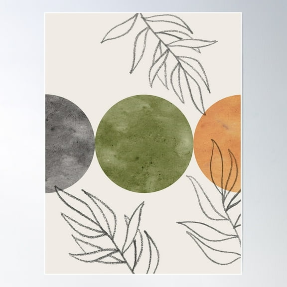 Green And Terracotta Botanical Abstract Poster Wall Art, Modern Wall Decor For Living Room Bedroom, 8x12 UNFRAMED