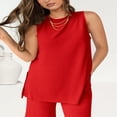 thumbnail image 4 of LYMAYTER S-2XL Women Casual Sets Solid Color Loose Suits Comfy Tank Breathable 2-Piece Vacation Outfits, 4 of 9