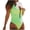 Green, variant on WREESH Women's Fashion Front Zipper Swimsuit - Low Back Color Block One Piece Bathing Suit Tummy Control High Cut Swimwear Green