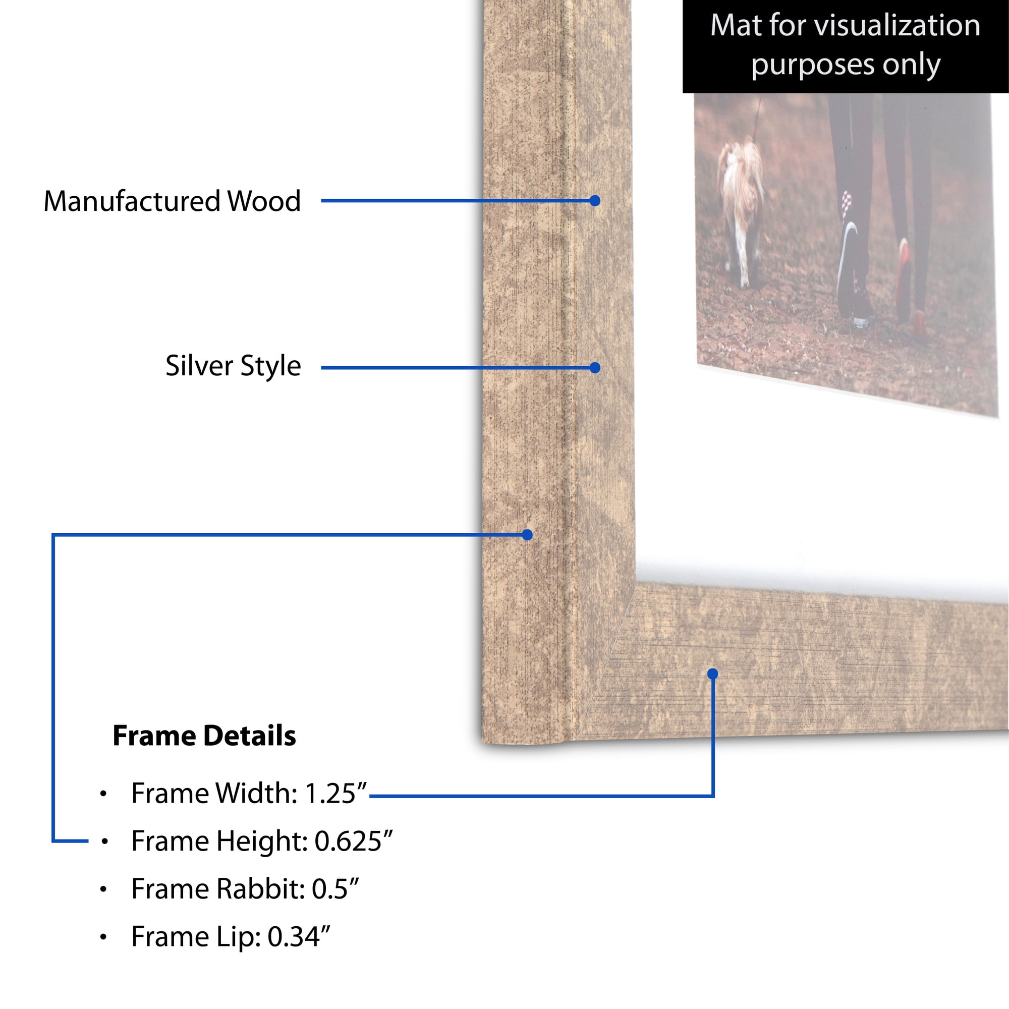 ArtToFrames 24" x 36" Silver Picture Frame, 24x36 inch Silver MDF Poster Frame (WOM-4642), 1 Pack