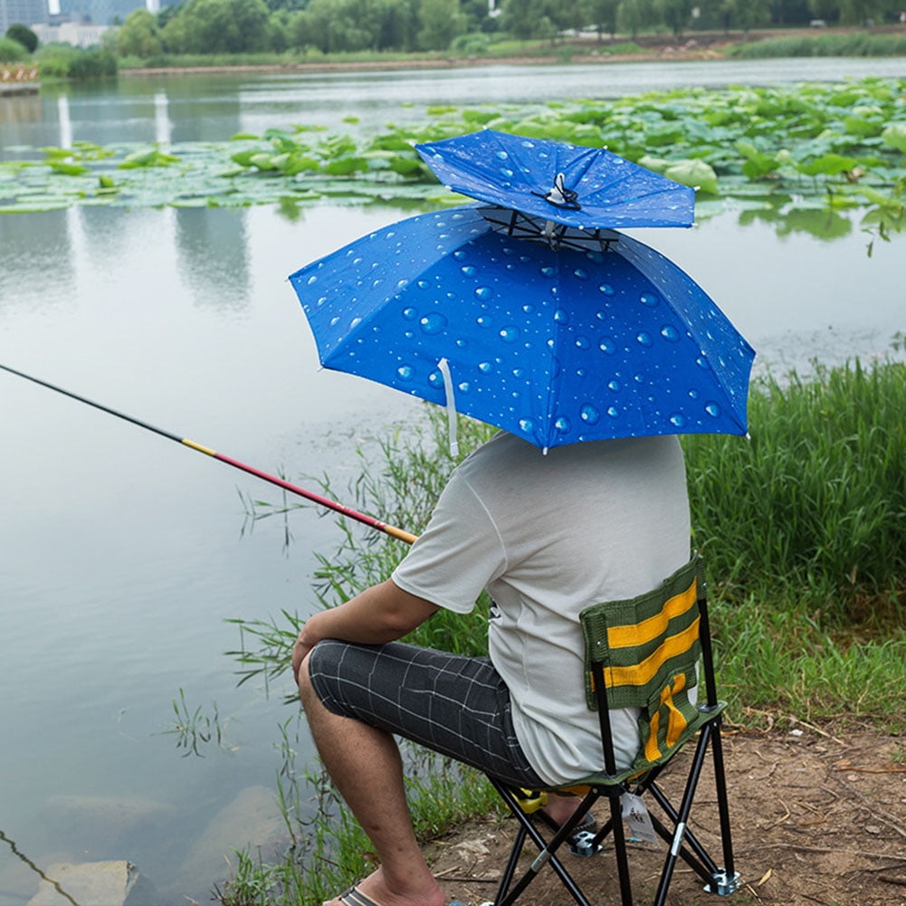 50" Blue Plaid Men's Travel Windproof Compact Folding Anti-UV Sun Rain Umbrella 