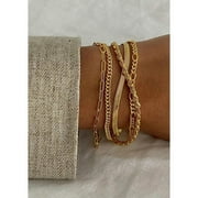 Gold Bracelets for Women, 14K Gold Plated Jewelry Sets for Women Trendy Thin Dainty Stackable Cuban Link Paperclip Chain Bracelet Pack Fashion Accessories Gifts