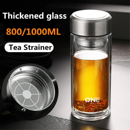 800/1000ML Glass Water Bottle Double Walled Travel Office Mug With Tea