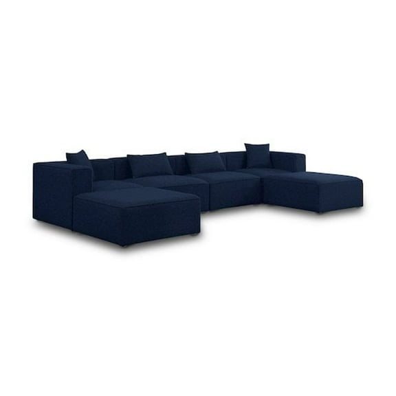 Meridian Furniture Cube Navy Durable Linen Modular Sectional