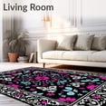 thumbnail image 2 of ODIKA 2'x3' Machine Washable Non-Slip Area Rug, Botanical Dreamscape with Ornate Filigree High Traffic Rug, Black, 472823, 2 of 7