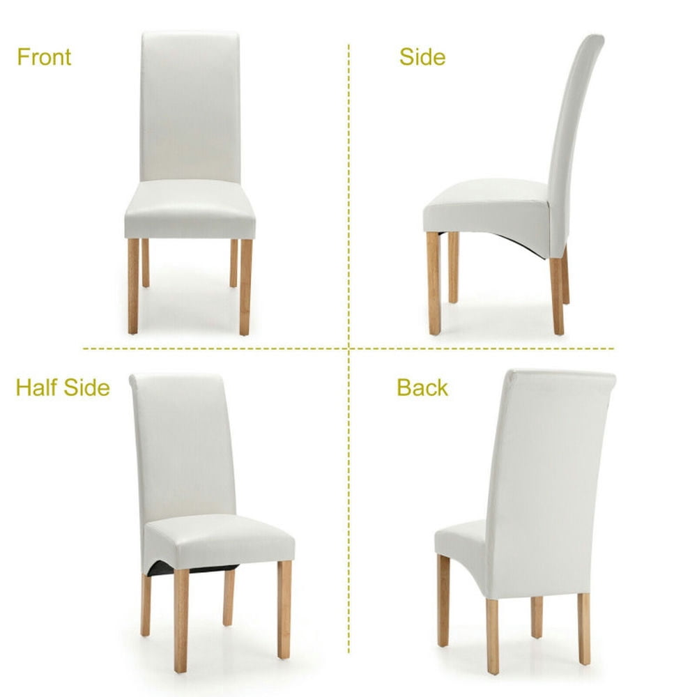 Demi Bonn 2 Pieces Dining Chairs Set with Rubber Wood Legs and Backrest, Beige