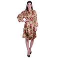 thumbnail image 2 of Moomaya Printed Womens Kimono Robes Short Satin Silk Bridal Robe Loungewear, 2 of 7