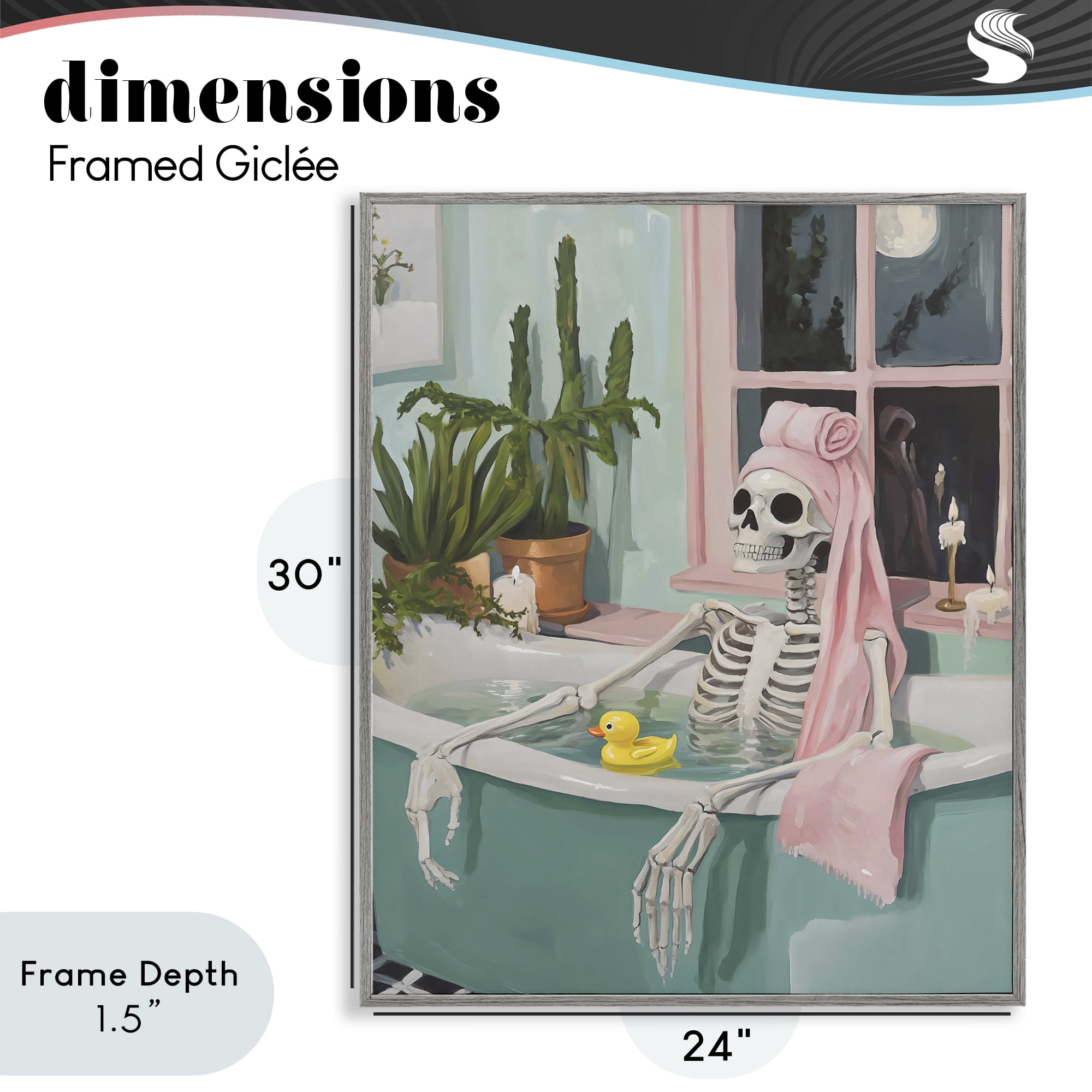 Stupell Industries Midnight Soak Skeleton Gray Framed Giclee Art, design by The Prints Vibe