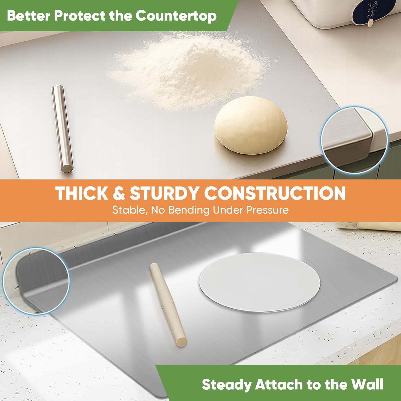 sakerplus stainless steel cutting board 11.8'' x 15.7'' (30x40 cm) with Lip,single stainless steel cutting board food prep,metal cutting board,stainless steel countertop cutting board,Easy To Clean