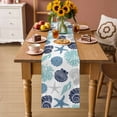 thumbnail image 2 of Navy Blue Coastal Table Runner 70 Inches, Starfish Shell Coral Summer Beach Ocean Bed Runner Dresser Scarves Tabletop for Indoor Outdoor Parties/Ceremony/Banquet, 13" x 70", 2 of 9