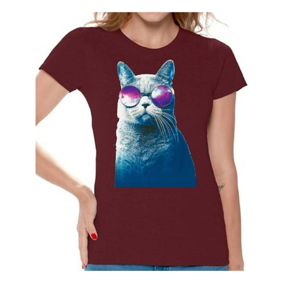 Awkward Styles Cat T-Shirt Galaxy T Shirts for Women