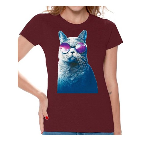 Awkward Styles Cat T-Shirt Galaxy T Shirts for Women