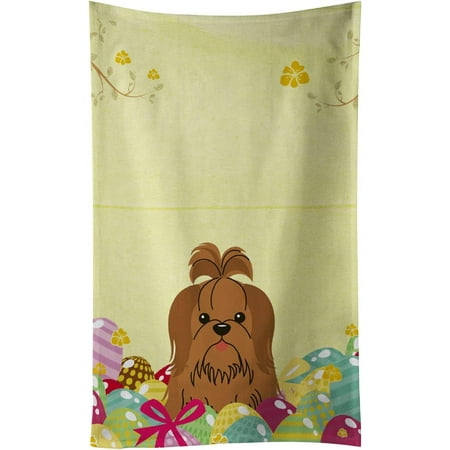 

BB6086KTWL Easter Eggs Shih Tzu Silver Chocolate Kitchen Towel 15 X 28 Multicolor