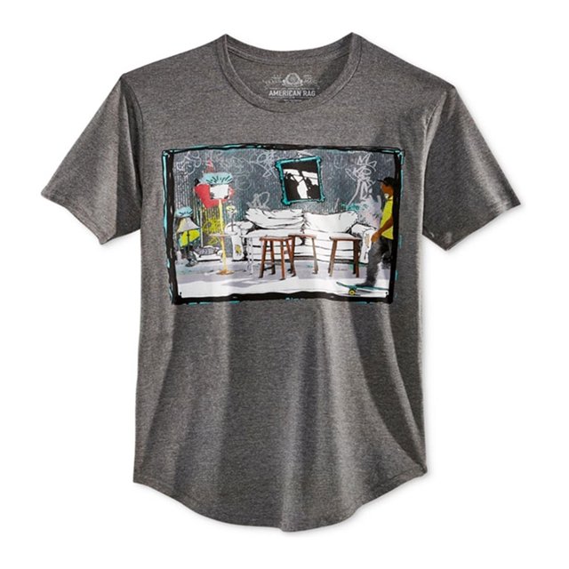 Camiseta gráfica para hombre American Rag Streets Of New York gris pequeña