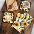 thumbnail image 5 of Sunflower Pattern Kitchen Oven Mitt and Pot Holder Sets 4 Pcs for Baking, Cooking and Grilling, Heat Resistant Up To 392 °F, 5 of 7