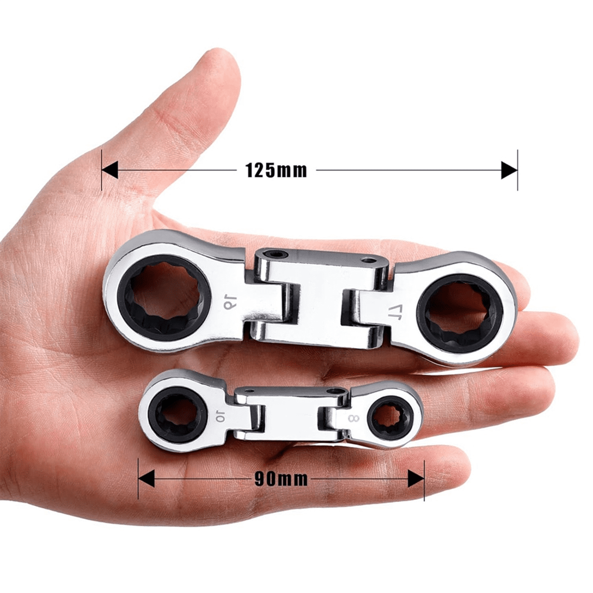 5-Piece Stubby Flex- Ratcheting Wrench Set Metric Combination