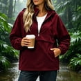 thumbnail image 7 of IUYRTFE Women's Half Zip Waterproof Jacket with Detachable Hood Long Sleeve Outdoor Windbreaker, 7 of 7