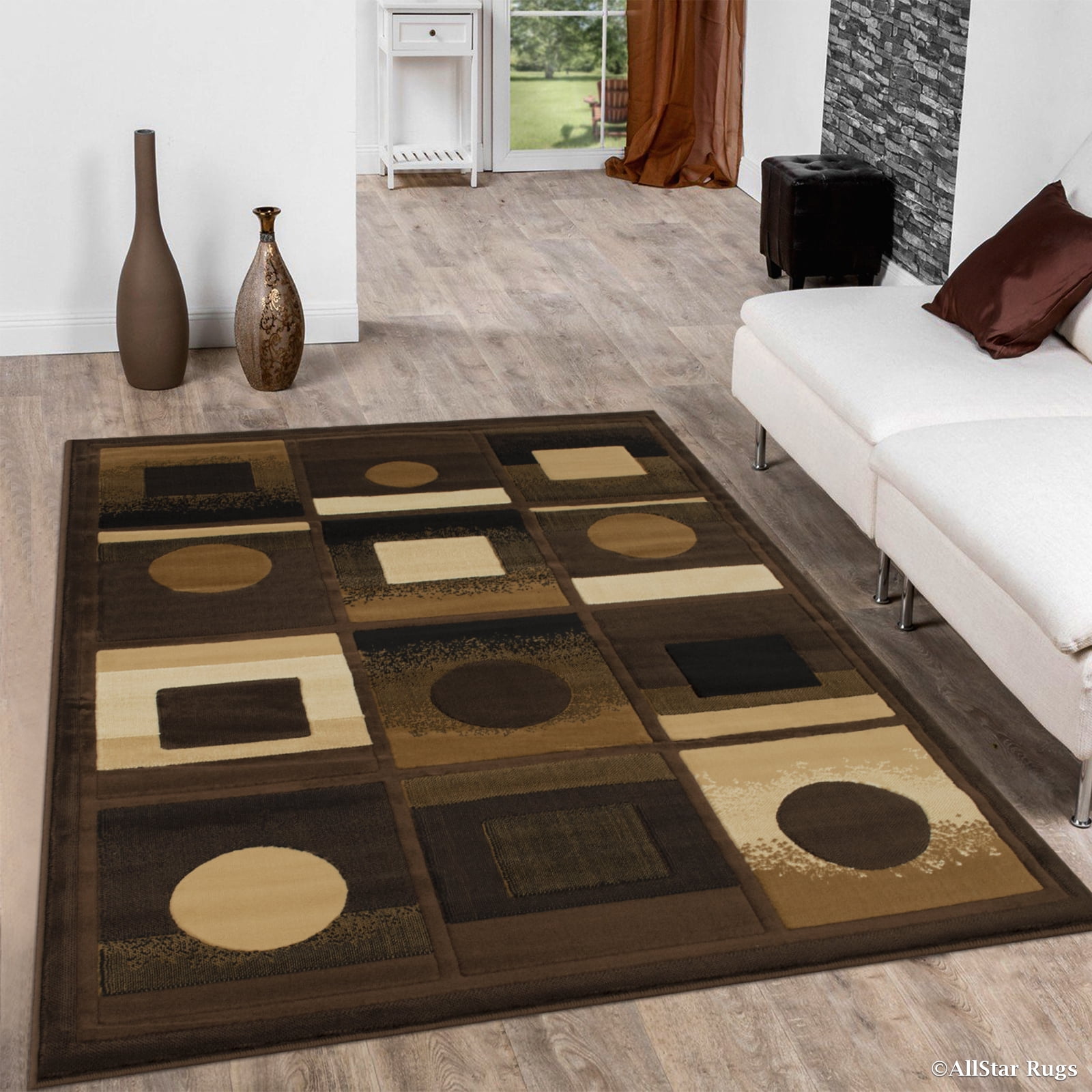 Allstar Brown Modern Formal Area Rug (7' 10" x 10' 2")