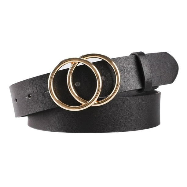 Cinturón de mujer Negro 3.4cm Cinturón de cuero Cinturón de cuero Cinturón de jeans con hebil O, regalo para mujeres 95cm Soledad Cinturón de hebilla de punta simple para mujer