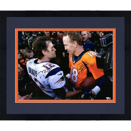 Peyton Manning & Tom Brady Denver Broncos New England Patriots Dual Signed 16'' x 20'' Handshake Photograph