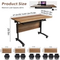 thumbnail image 5 of 8 Pack Folding Conference Table, 61 Inch Mobile Training Table with Wheels,Business Style Flip Top Seminar Tables for Small Office Meeting Room Classroom（Walnut）, 5 of 8
