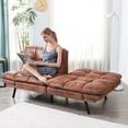 thumbnail image 3 of Convertible Futon Sofa Couch Bed,Futon Couch Bed,Memory Foam Futon Sleeper Sofa,Loveseat Sofa Bed,Small Splitback Faux Leather My Lux Decor Round, 3 of 8