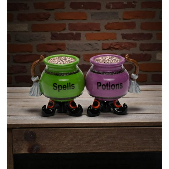 Ceramic Spells  Potions Pot Salt and Pepper Shakers, Kitchen Decor, Game Room Decor, Gift for Her