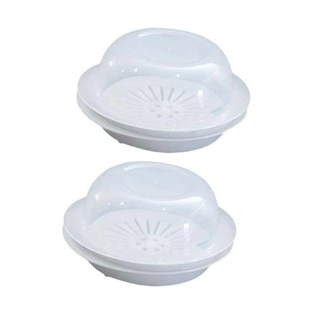 Luzkey 2 Pieces Microwave Steamers Food Steamers Food Containers Heating Bun Steamers Kitchen Practical Household Vegetable Steamers
