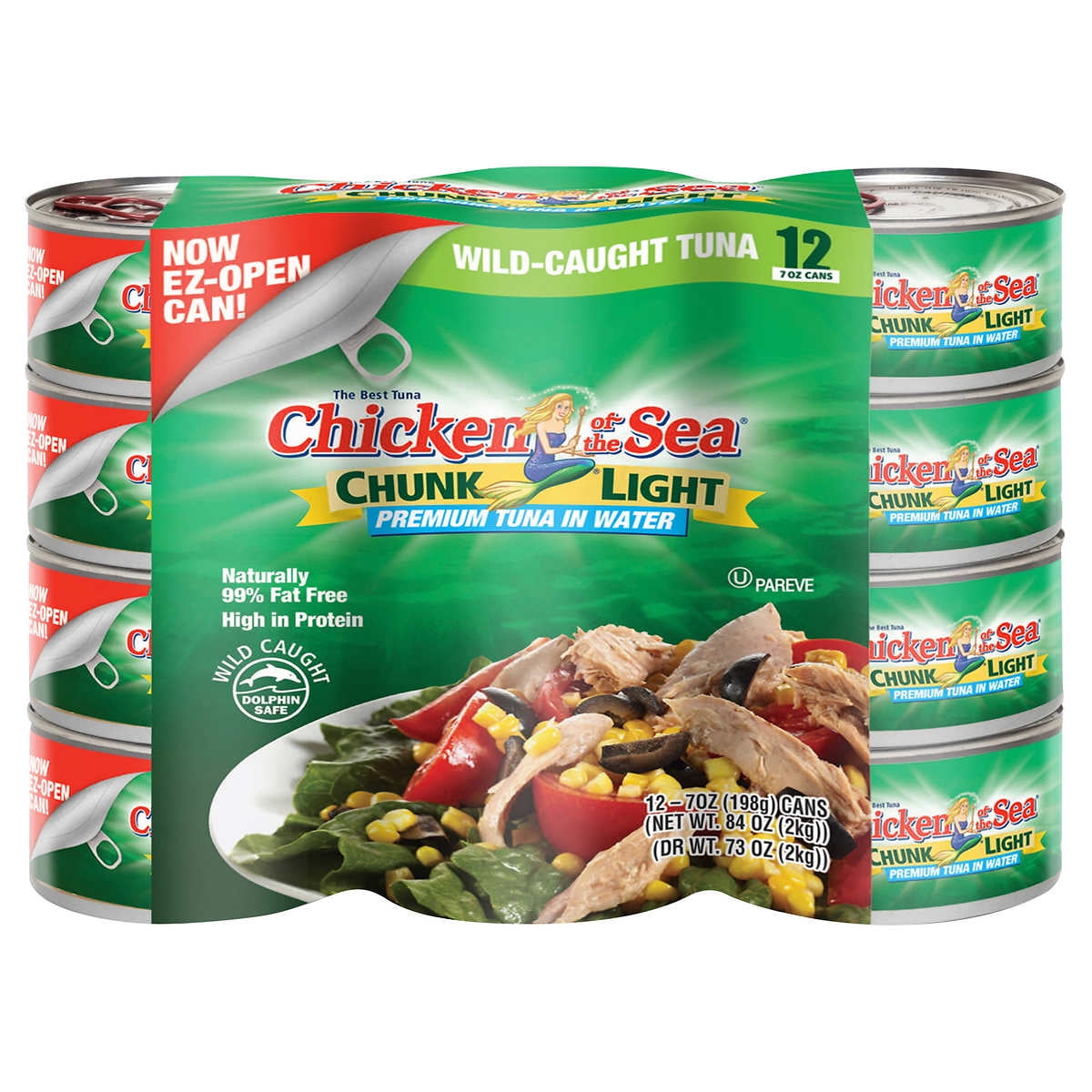 Chicken of the Sea Chunk Light Premium Tuna in Water, 7 oz, 12count