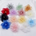 thumbnail image 2 of Nvzi 10 flores de organza de 8,9 cm (3,54"), de hilo transparente con centro para manualidades, apliques, sombreros de tela, decoración de bodas y fiestas, color blanco., 2 of 5