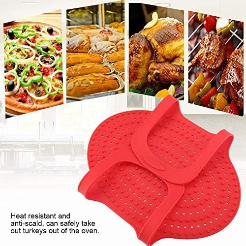 a Silicone Turkey Lifter, Non Stick Turkey Lifter, Turkey Roasting Sling Oven Baking Mat for Home Cooking (Red)