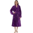 thumbnail image 6 of PAVILIA Premium Womens Plush Soft Robe Fluffy, Warm, Fleece Sherpa Shaggy Bathrobe (S/M, Purple), 6 of 7