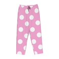 thumbnail image 6 of Uemuo Pink And White Polka Dot Pattern Women's Wide Leg Palazzo Lounge Pants with Pockets Light Weight Loose Comfy Casual Pajama Pants-Small, 6 of 9