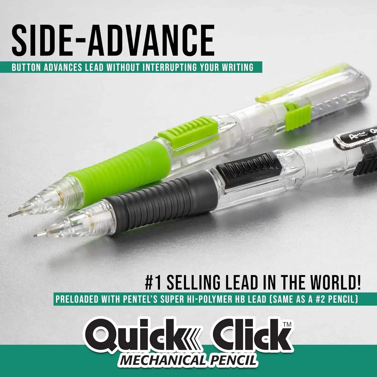 Pentel Quick Click Mechanical Pencil, 0.5mm, Plus Lead and Eraser, 8-pk