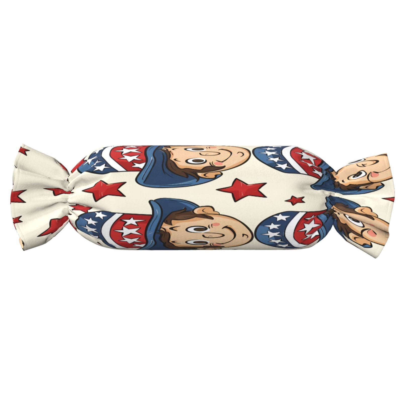 Candy Throw Pillow Travel Cervical Pillow Cylindrical Neck Body Cushion With Insert For Bed Couch Home Decor 9.8x24.4in Independence Day Theme Elements Star (2)
