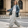 thumbnail image 6 of vigerkar Embroidery Puppy Baggy Barrel Sweatpants Casual Y2K Elastic Drawstring Unisex Wide Leg Pants Lantern Trouser (Grey, M), 6 of 9