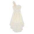 thumbnail image 4 of Haitryli Kids High Low Flower Girls Dress One Shoulder Rhinestone Chiffon Gown Party Dress Champagne 10, 4 of 7