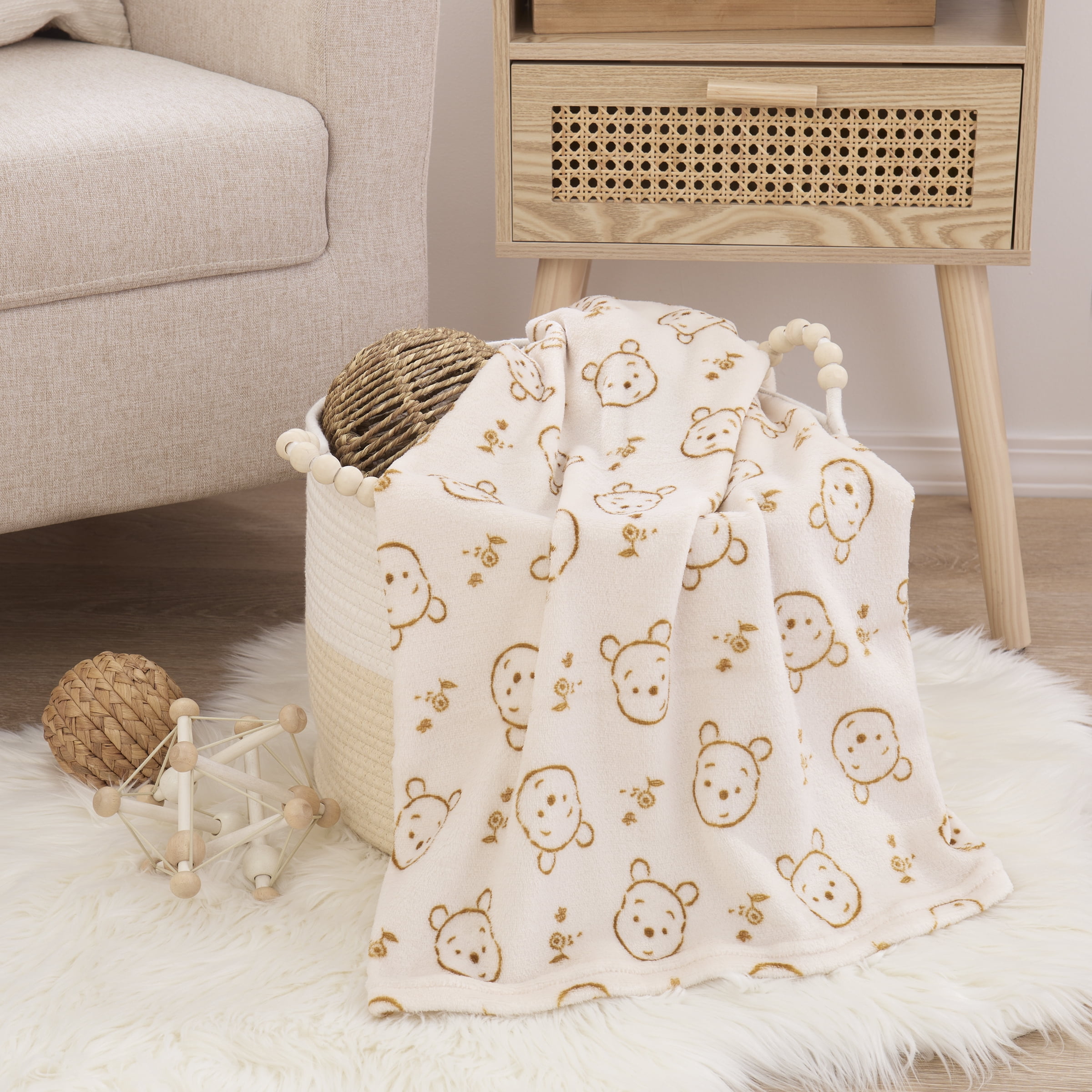 Disney Winnie the Pooh Beige Baby Blanket
